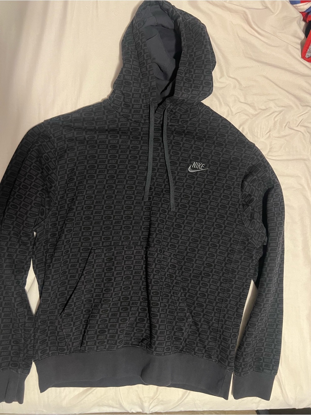 Nike Black All-Over Logo Pullover Hoodie